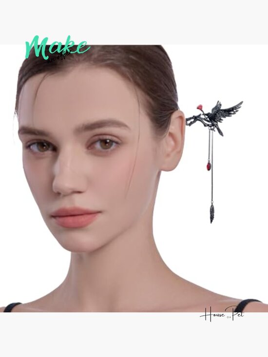 Gothic Crow Hairpin for Women, Hair Fixing Accessories, Long Hairpin main image 6